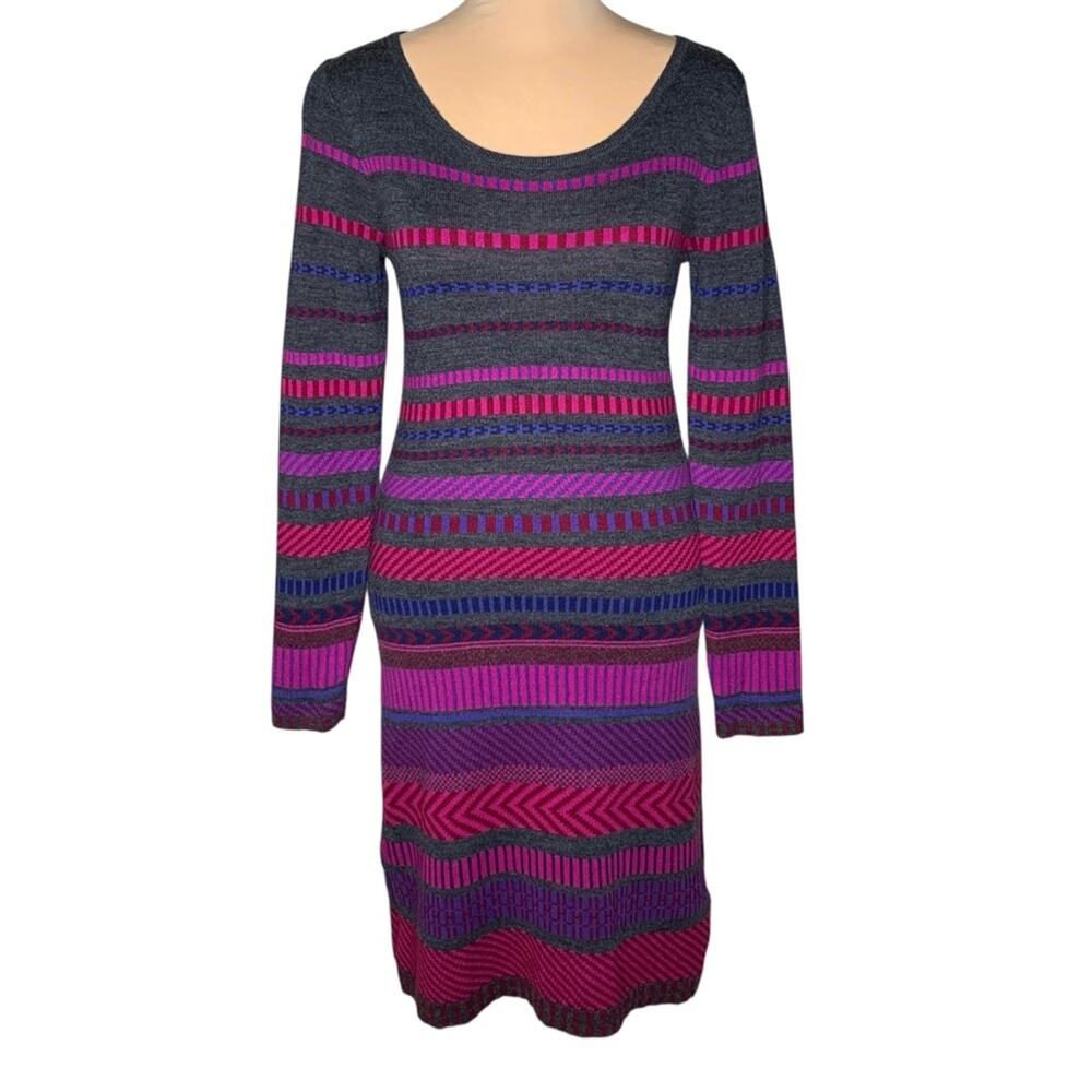 Krimson Klover Tallchief Sweater Dress XS Wool Silk Fair Isle Chevron Stripe - Picture 1 of 11